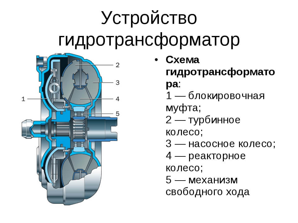 Устройство и основной принцип работы гидротрансформатора АКПП